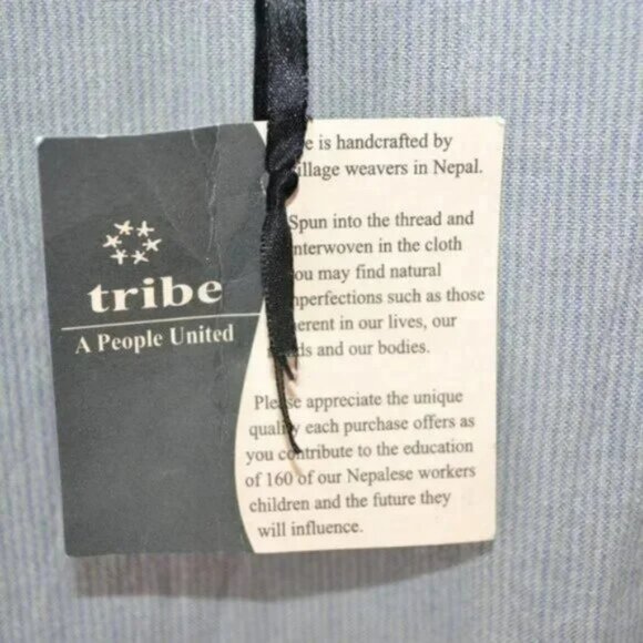 NWT Tribe Boutique Hand Woven Structured Lagenlook Pearl White Purple Crop Top S - Picture 6 of 7